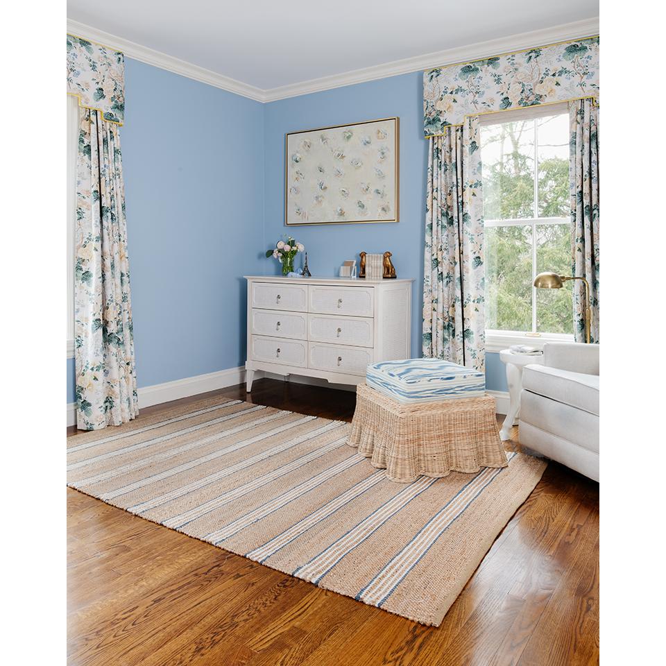 Contemporary Rectangle Area Rug, Blue, 5' X 8'