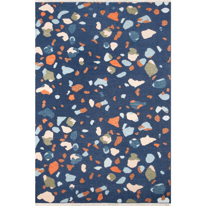 Contemporary Rectangle Area Rug, Navy, 5' X 7'6"