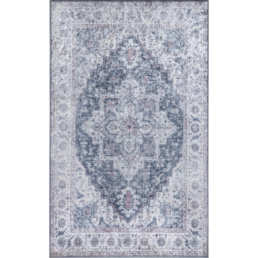 Traditional Rectangle Area Rug, Grey, 5' X 8'