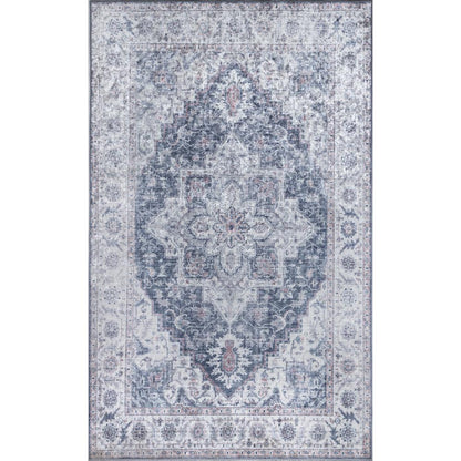 Traditional Rectangle Area Rug, Grey, 5' X 8'
