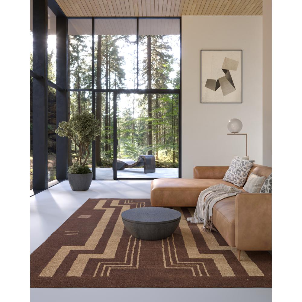 Contemporary Rectangle Area Rug, Brown, 5' X 8'