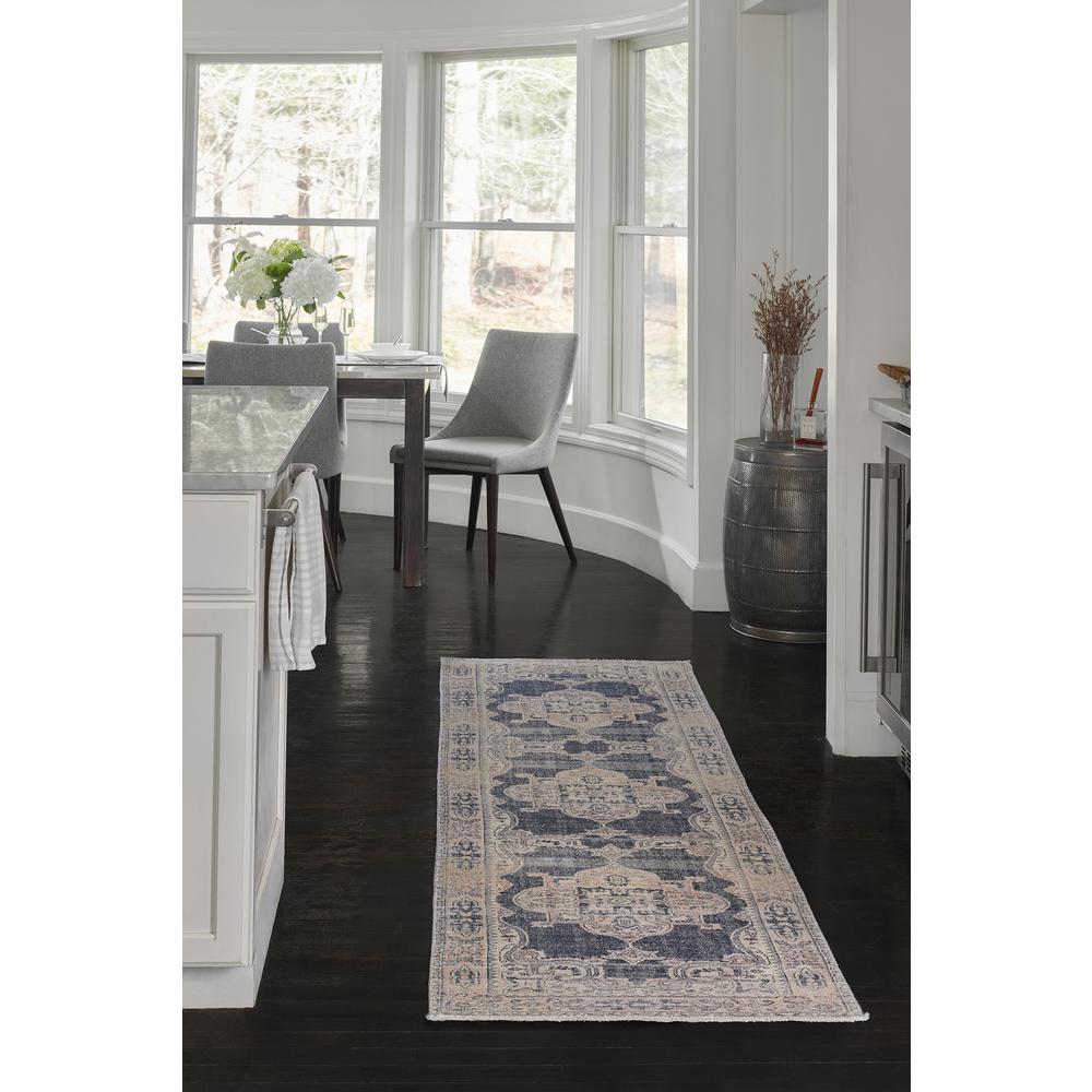 Traditional Rectangle Area Rug, Navy, 7'6" X 9'6"