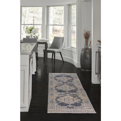 Traditional Rectangle Area Rug, Navy, 7'6" X 9'6"