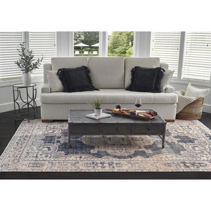 Traditional Rectangle Area Rug, Navy, 7'6" X 9'6"