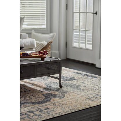 Traditional Rectangle Area Rug, Navy, 7'6" X 9'6"