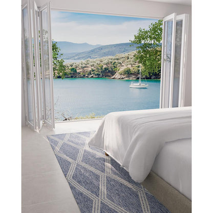 Transitional Rectangle Area Rug, Blue, 5'3" X 7'
