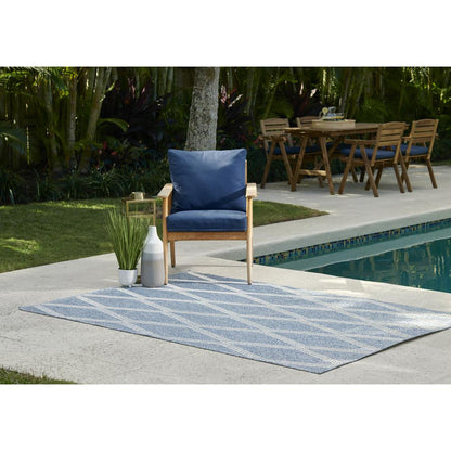 Transitional Rectangle Area Rug, Blue, 5'3" X 7'
