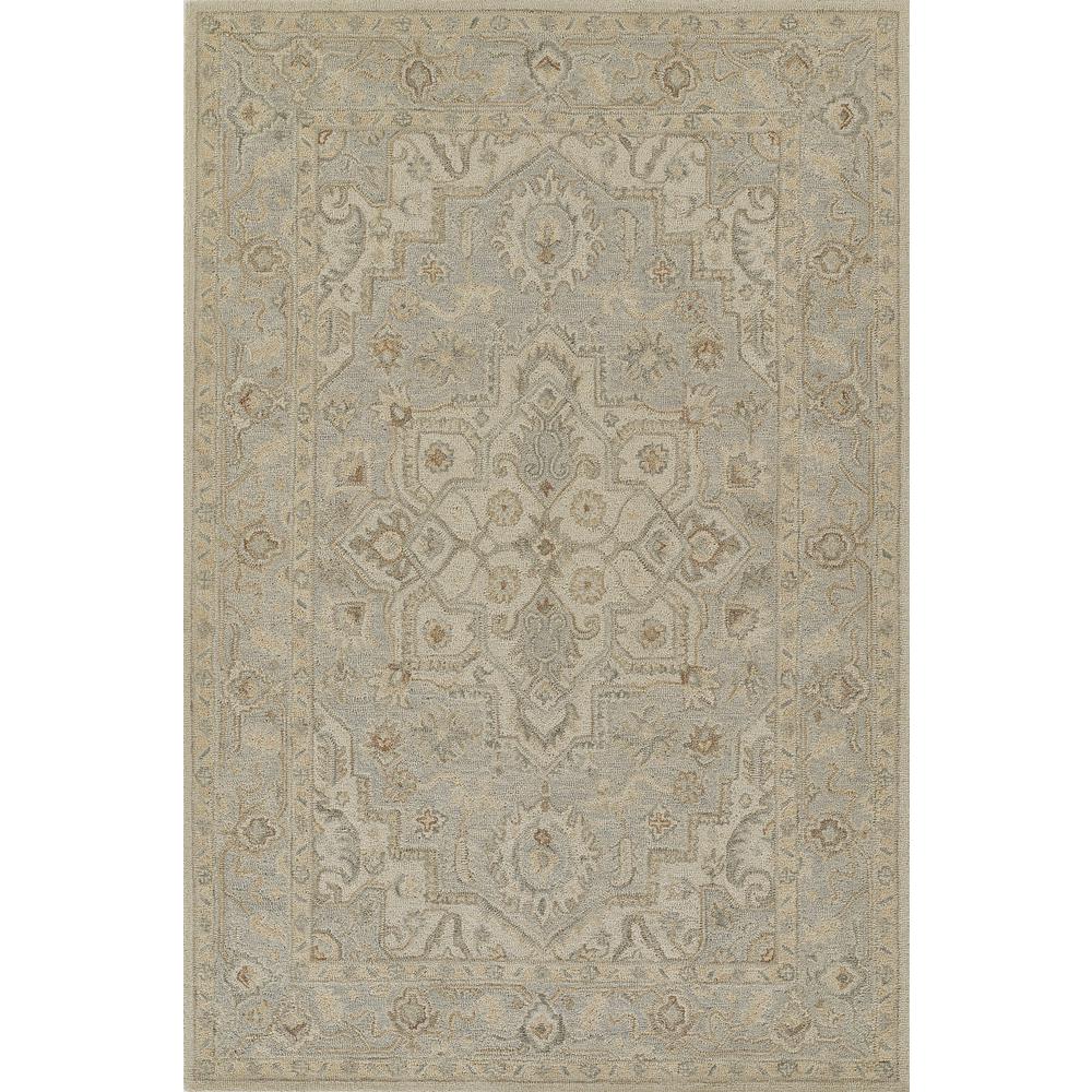 Traditional Rectangle Area Rug, Light Blue, 9' X 12'