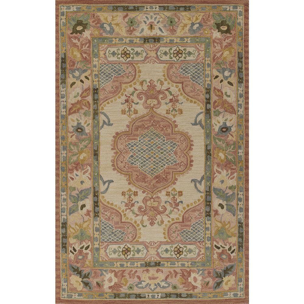 Traditional Rectangle Area Rug, Rose, 7'6" X 9'6"