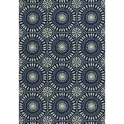 Transitional Rectangle Area Rug, Navy, 6'7" X 9'6"