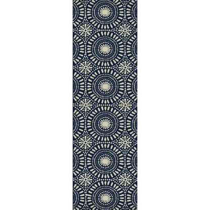 Transitional Rectangle Area Rug, Navy, 6'7" X 9'6"
