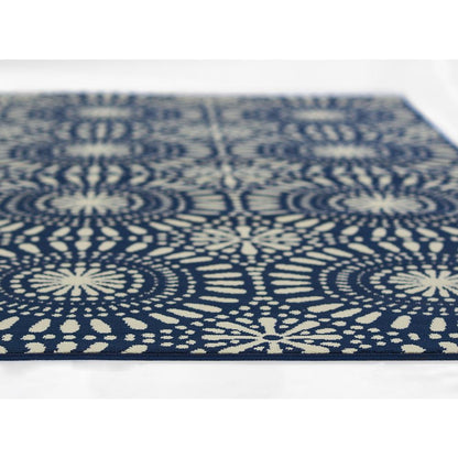 Transitional Rectangle Area Rug, Navy, 6'7" X 9'6"