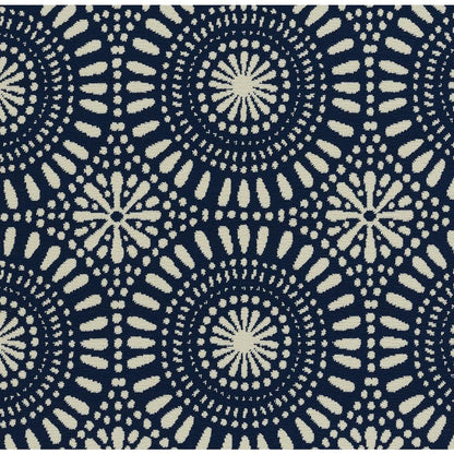 Transitional Rectangle Area Rug, Navy, 6'7" X 9'6"