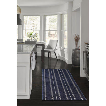 Transitional Rectangle Area Rug, Navy, 6'6" X 9'