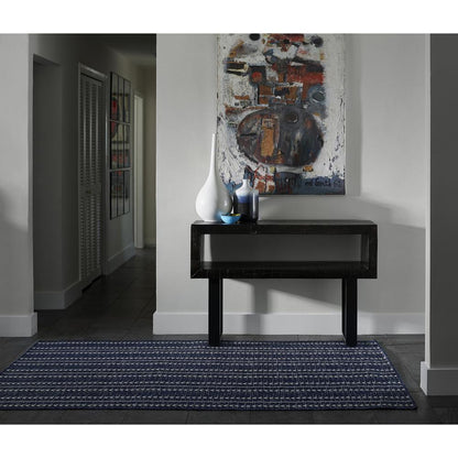 Transitional Rectangle Area Rug, Navy, 6'6" X 9'