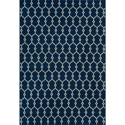 Contemporary Rectangle Area Rug, Navy, 7'10" X 10'10"