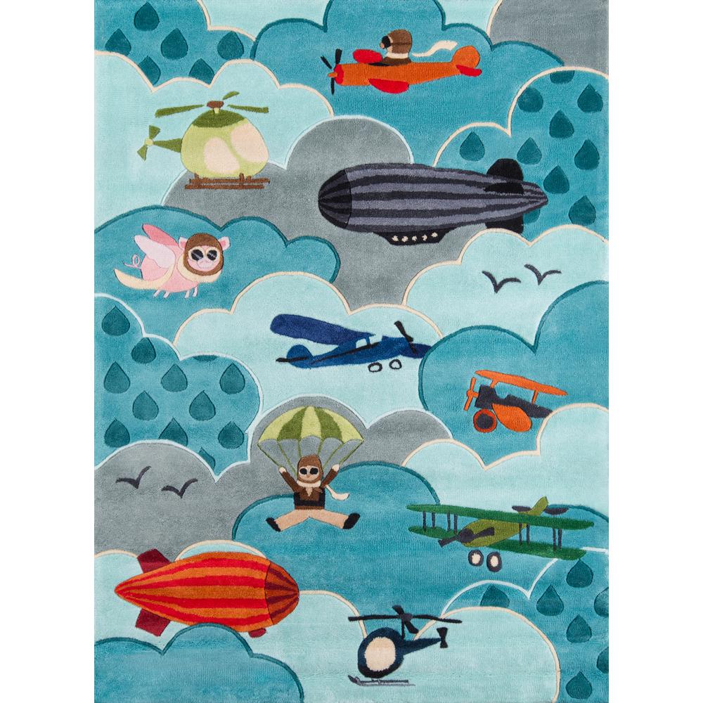 Contemporary Rectangle Area Rug, Sky, 2' X 3'