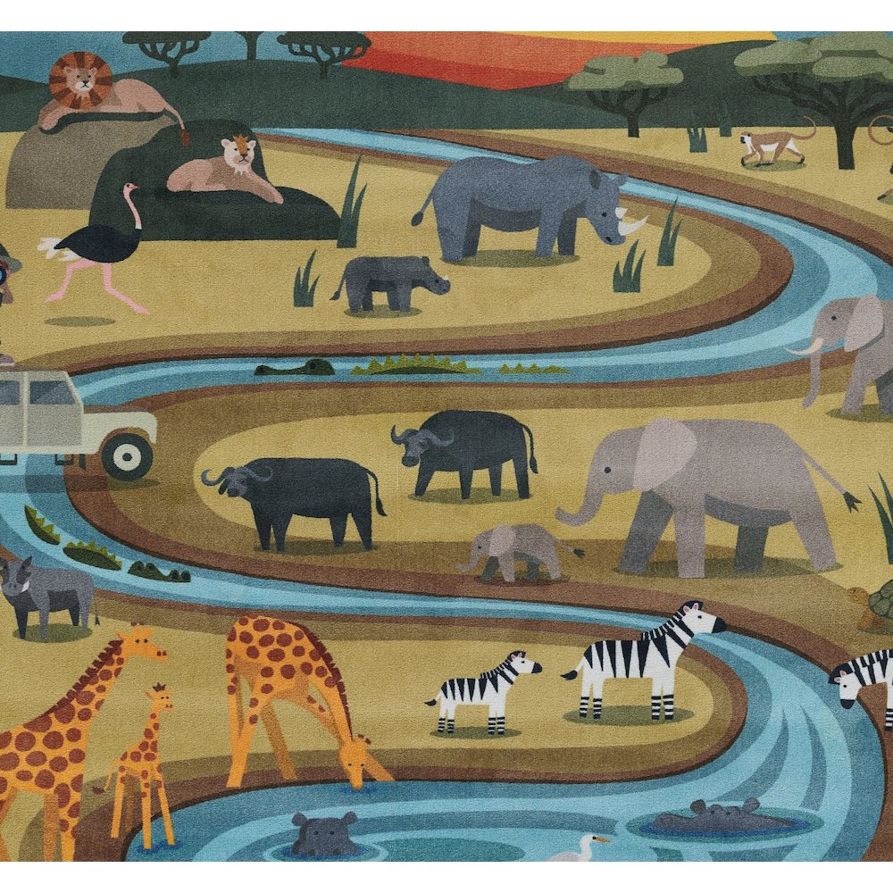 Playground Safari Multi Kid Rug 4' X 4'4"