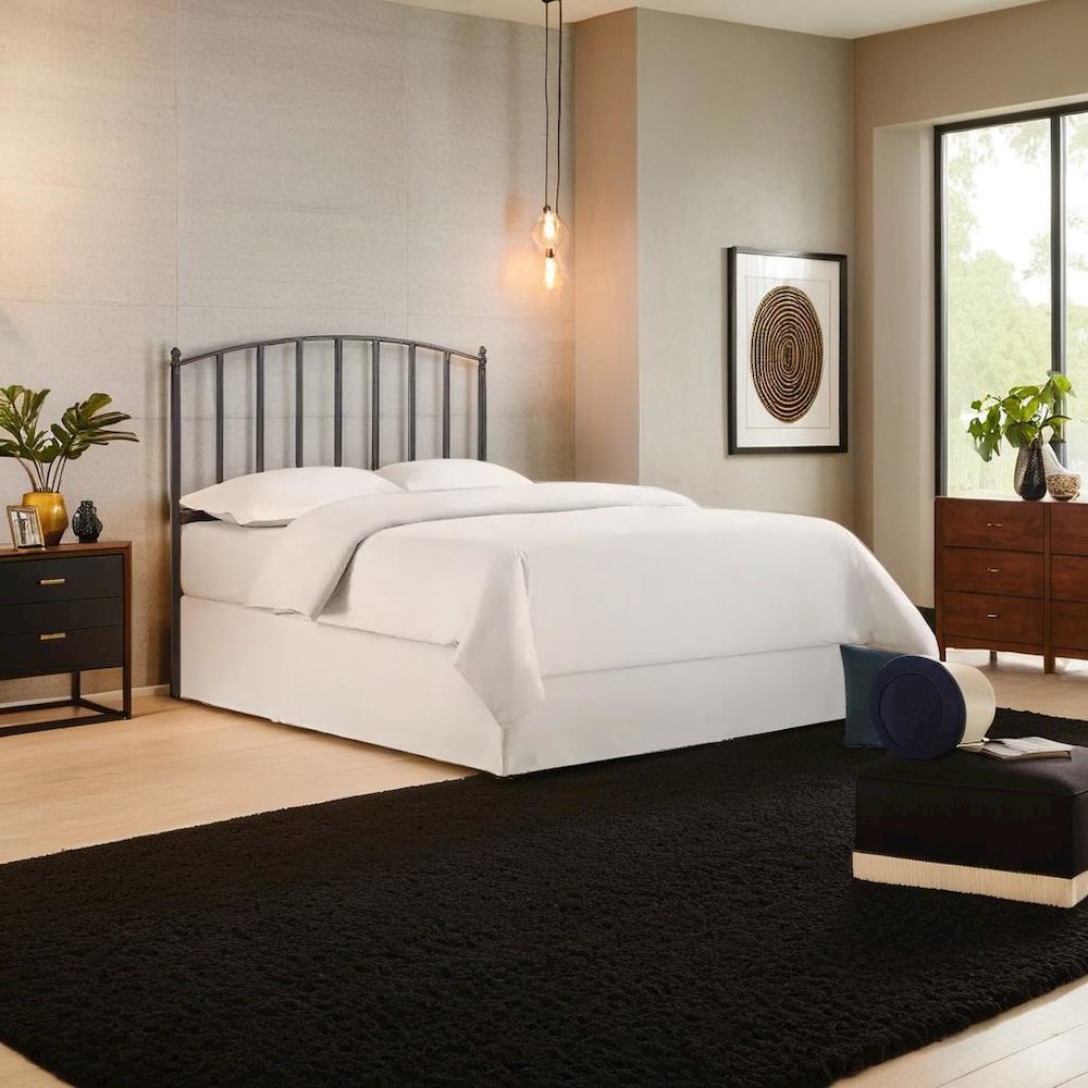 Sleek Black Steel Headboard Designed for Full and Queen Bed Frames