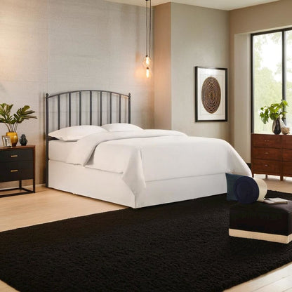 Sleek Black Steel Headboard Designed for Full and Queen Bed Frames