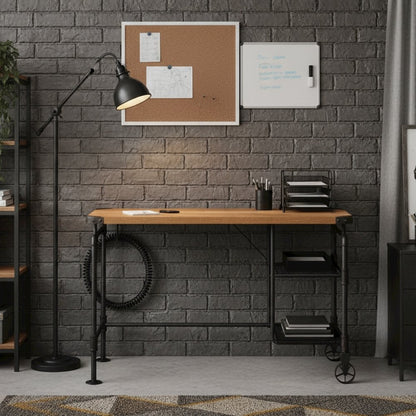 Black Industrial 47 Inch Desk – Durable Computer Desk for Home Office