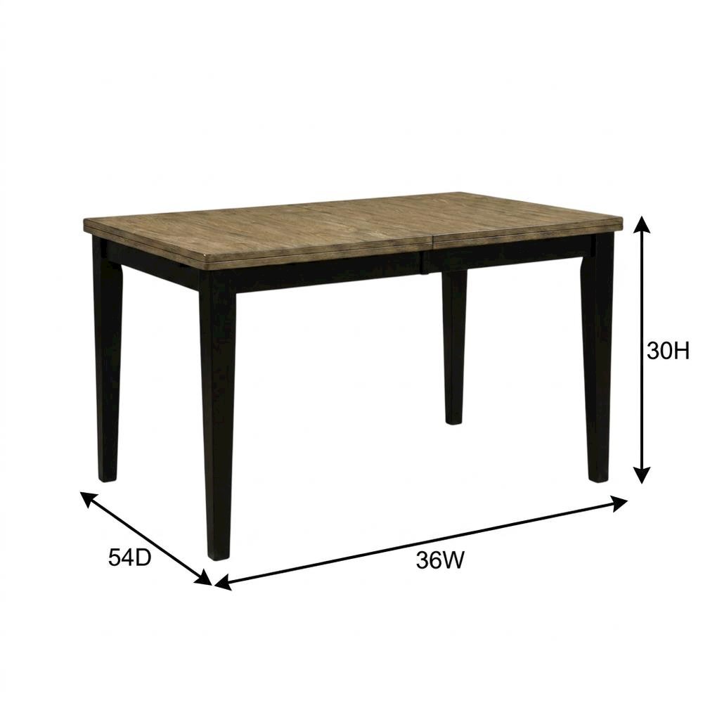 Chicory and black distressed wood dining table with adjustable length, seats six
