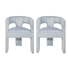 Jacquard Modern Accent Armchair, Sculptural Frame, Blue, Set of 2