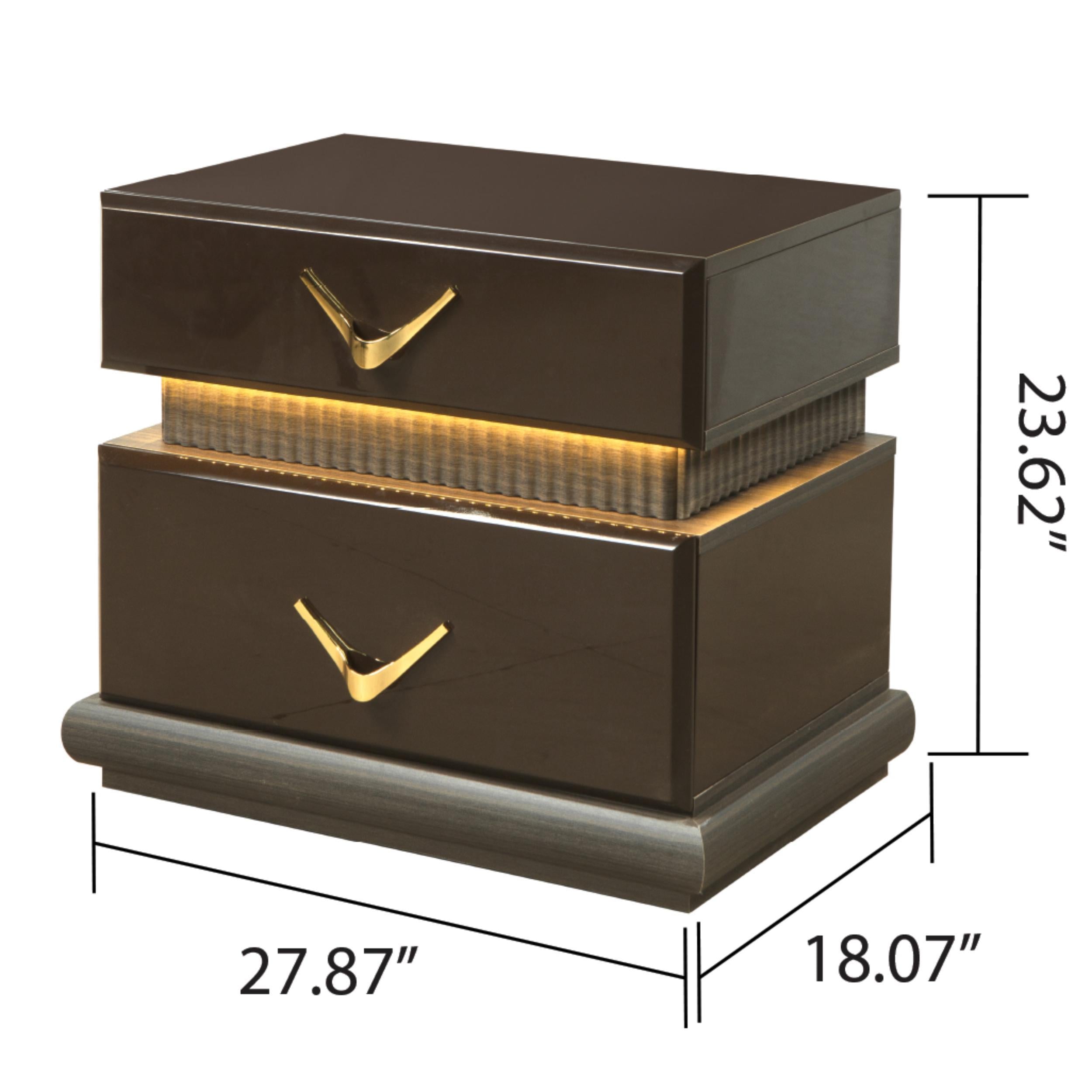 Modern Style 2-Drawer Night stand Made with Wood in Brown