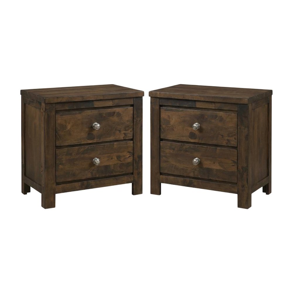 Blue Ridge Wood 2-Drawer Nightstand in Gray (Set of 2)