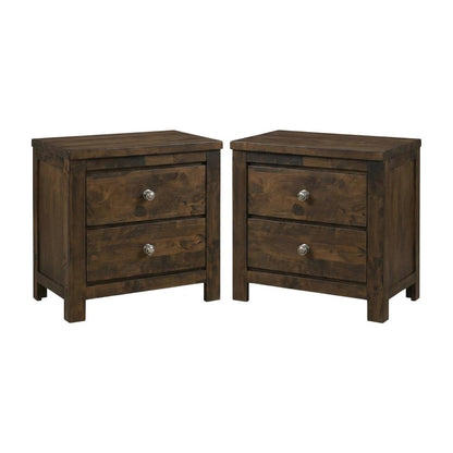 Blue Ridge Wood 2-Drawer Nightstand in Gray (Set of 2)
