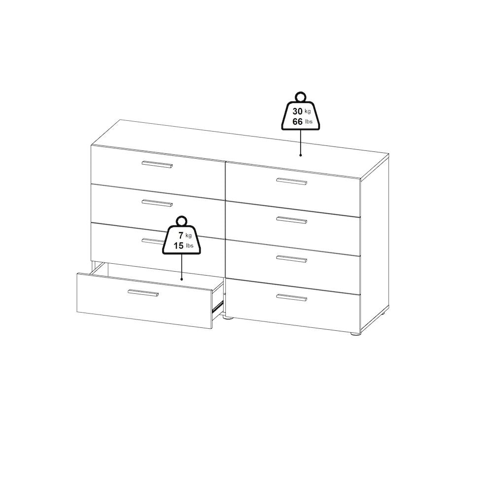 Austin 8 Drawer Double Dresser, Oak Structure