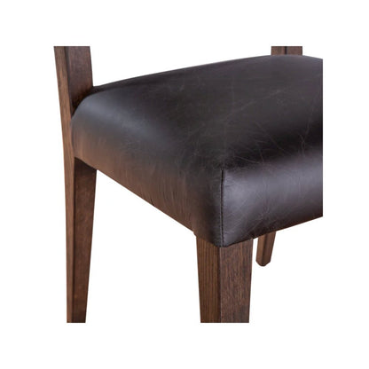 Lila Dining Chair in Black Leather and Linen