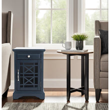 Blue Acacia End Table with USB Charging Station for Convenient Living Room Use
