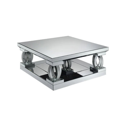 Amalia 3-piece Mirrored Coffee and End Table Set Silver