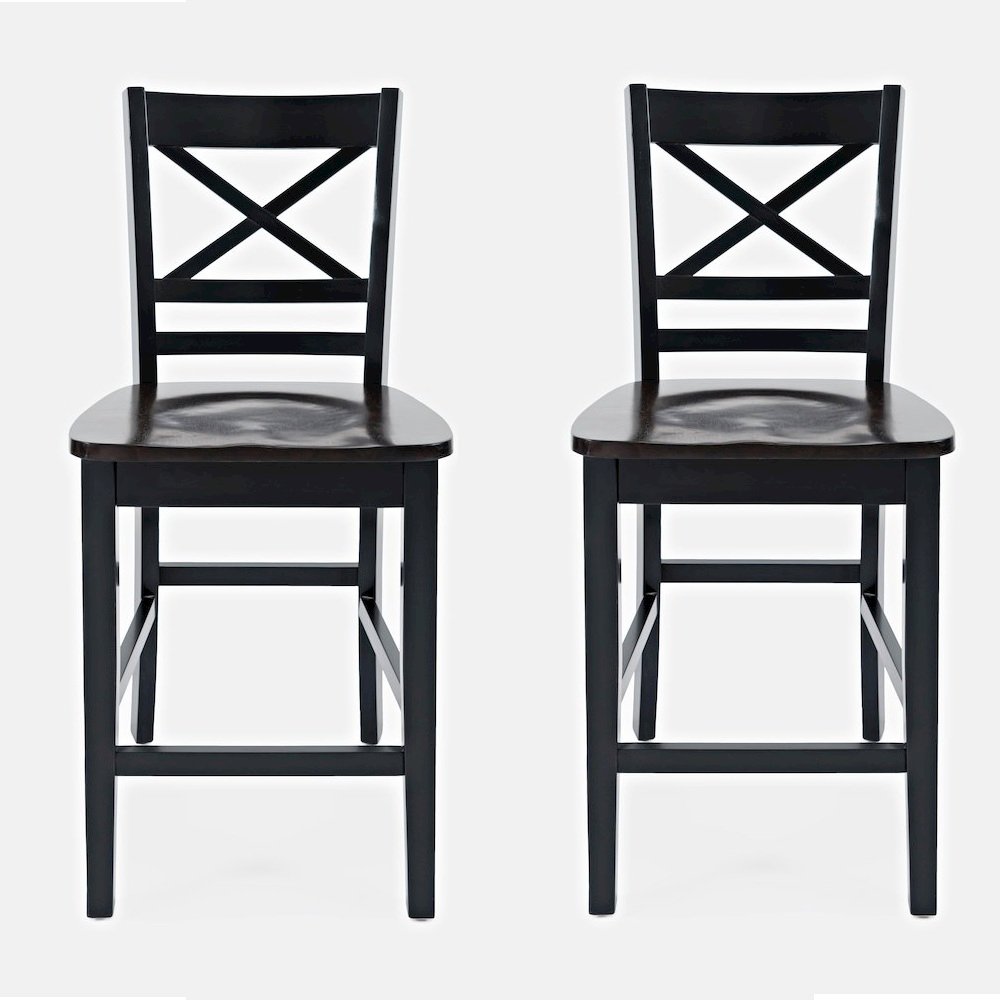 Asbury Park Solid Acacia Farmhouse X Back Stool (Set of 2)