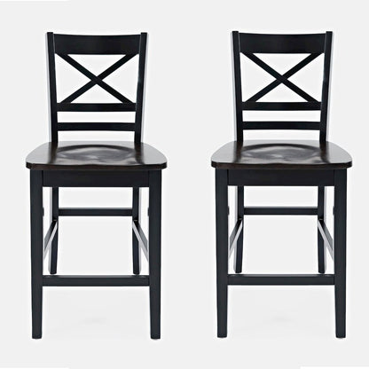 Asbury Park Solid Acacia Farmhouse X Back Stool (Set of 2)