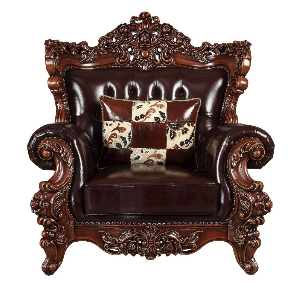 Forsythia Chair - Back Espresso Top Grain Leather Match & Walnut