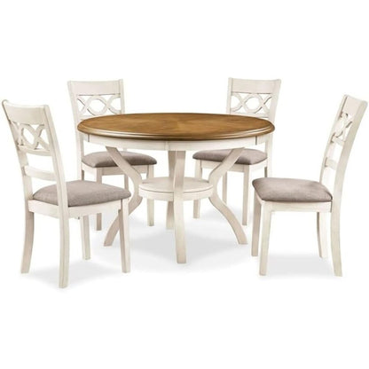 5-Piece Solid Wood Dining Set in Beige and Brown for Stylish Dining Spaces