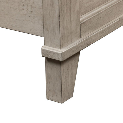 Ivy Hollow Queen Mantle Bed in Weathered Linen Finish w/ Dusty Taupe Tops