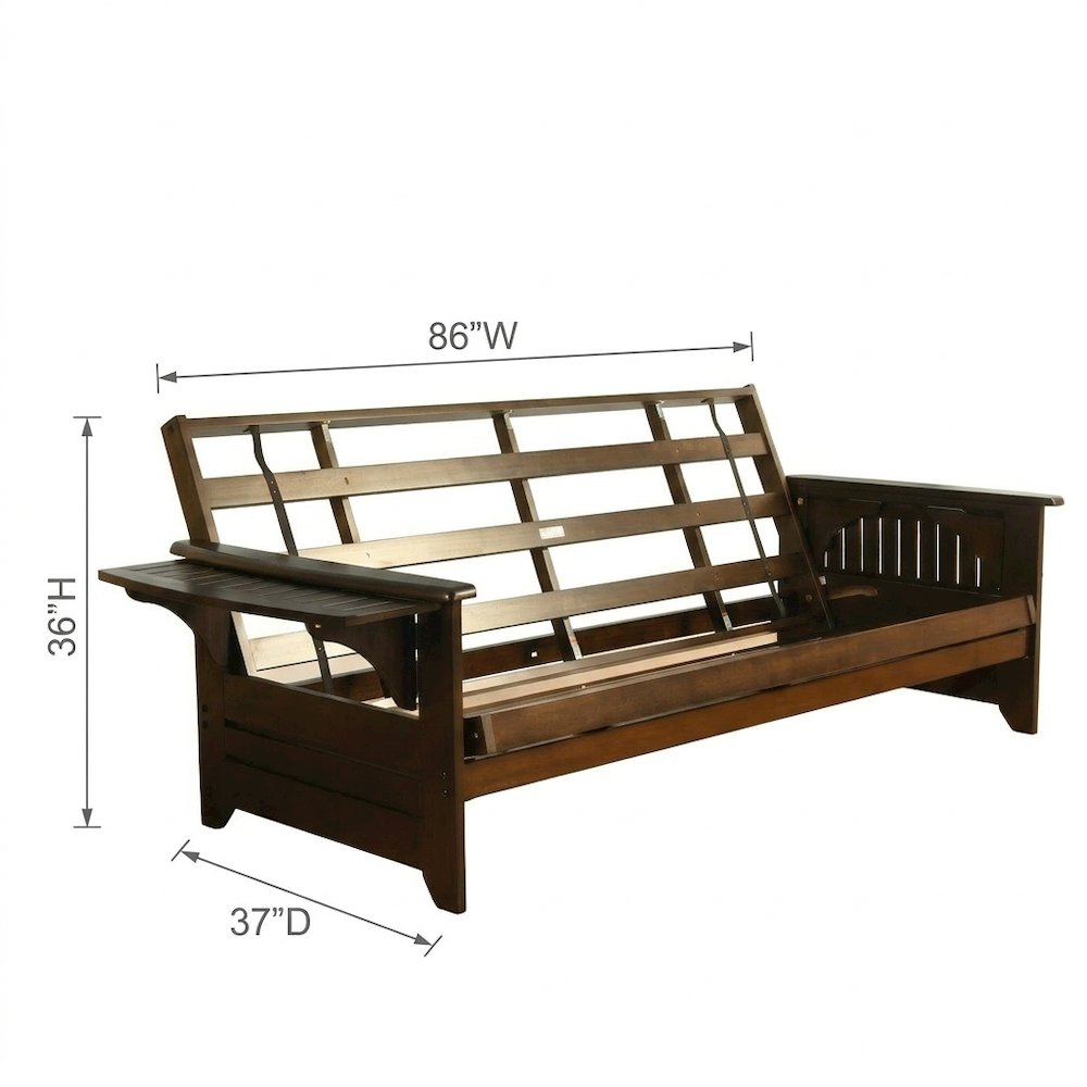 Espresso Color Futon with Sturdy Frame and Large Sleeping Area