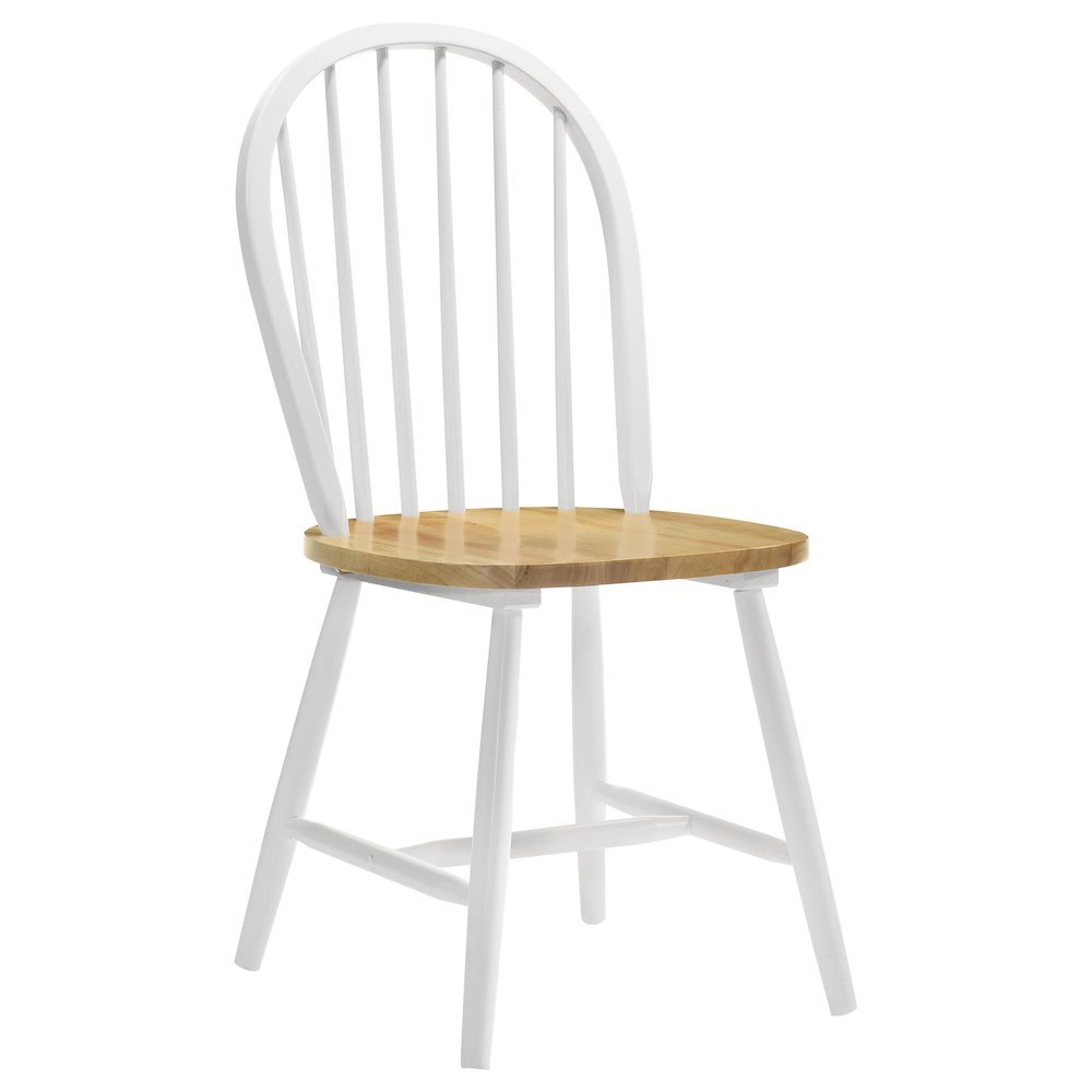 Set of 4 Wooden Dining Chairs with Natural Brown and White Finish