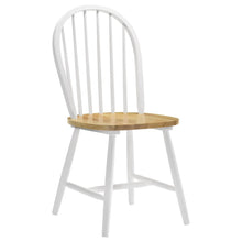 Set of 4 Wooden Dining Chairs with Natural Brown and White Finish