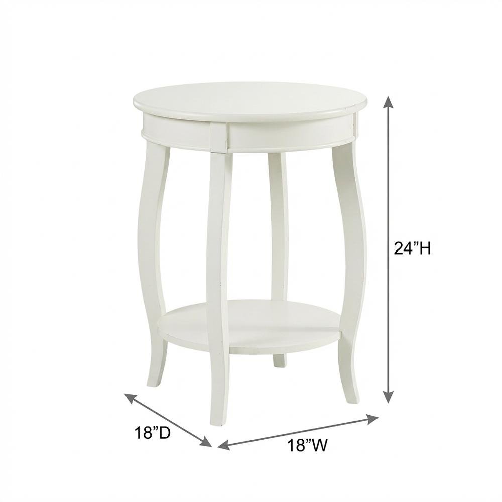 Round Coffee Table with Storage Shelf in White Finish for Living Room