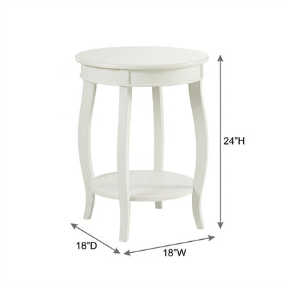 Round Coffee Table with Storage Shelf in White Finish for Living Room
