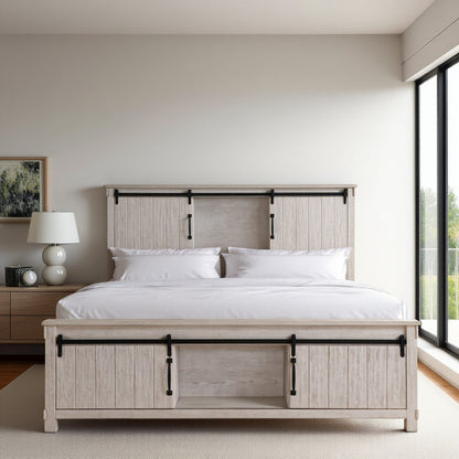 White Queen Bed Frame with Ample Storage - Elegant Design