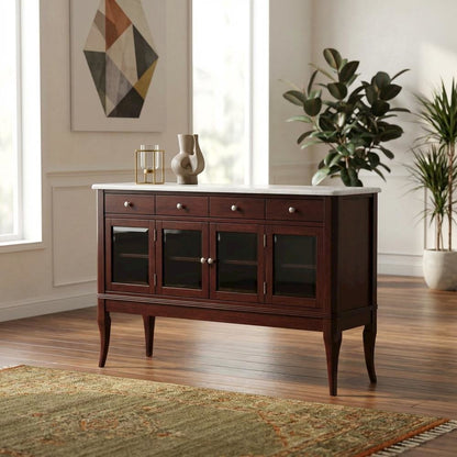 Merlot Cherry Finish Sideboard with Spacious Storage and Elegant Design