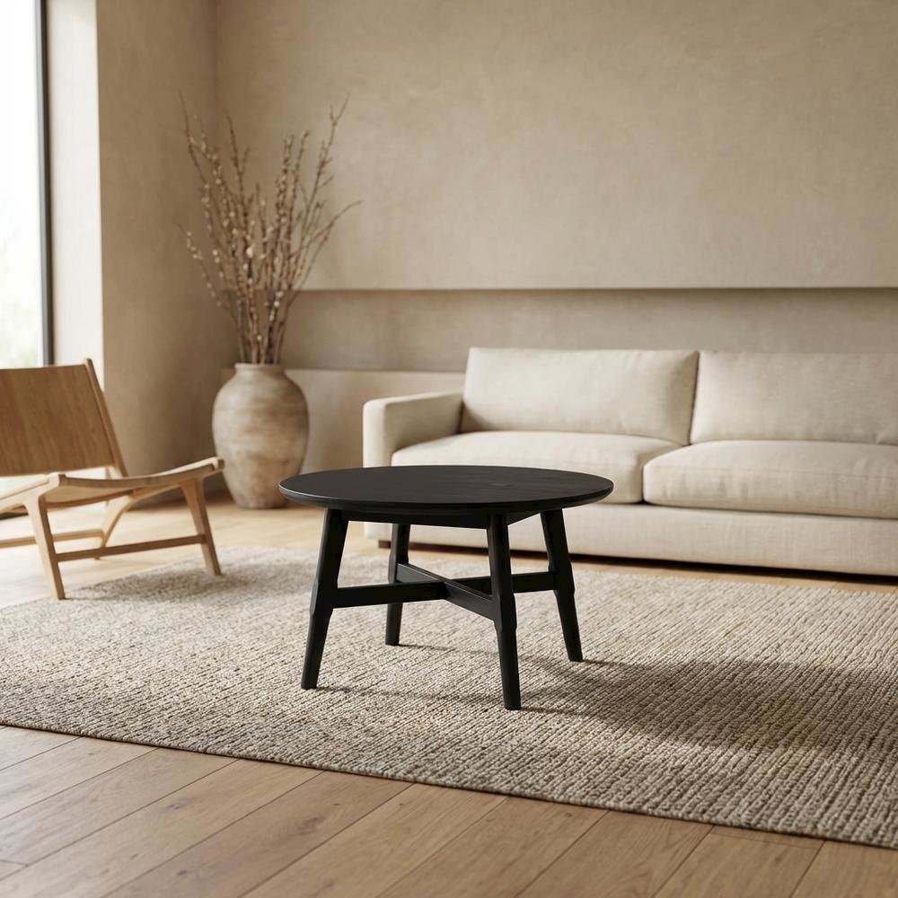 Modern Black Coffee Table with Wooden Finish and Sturdy Design