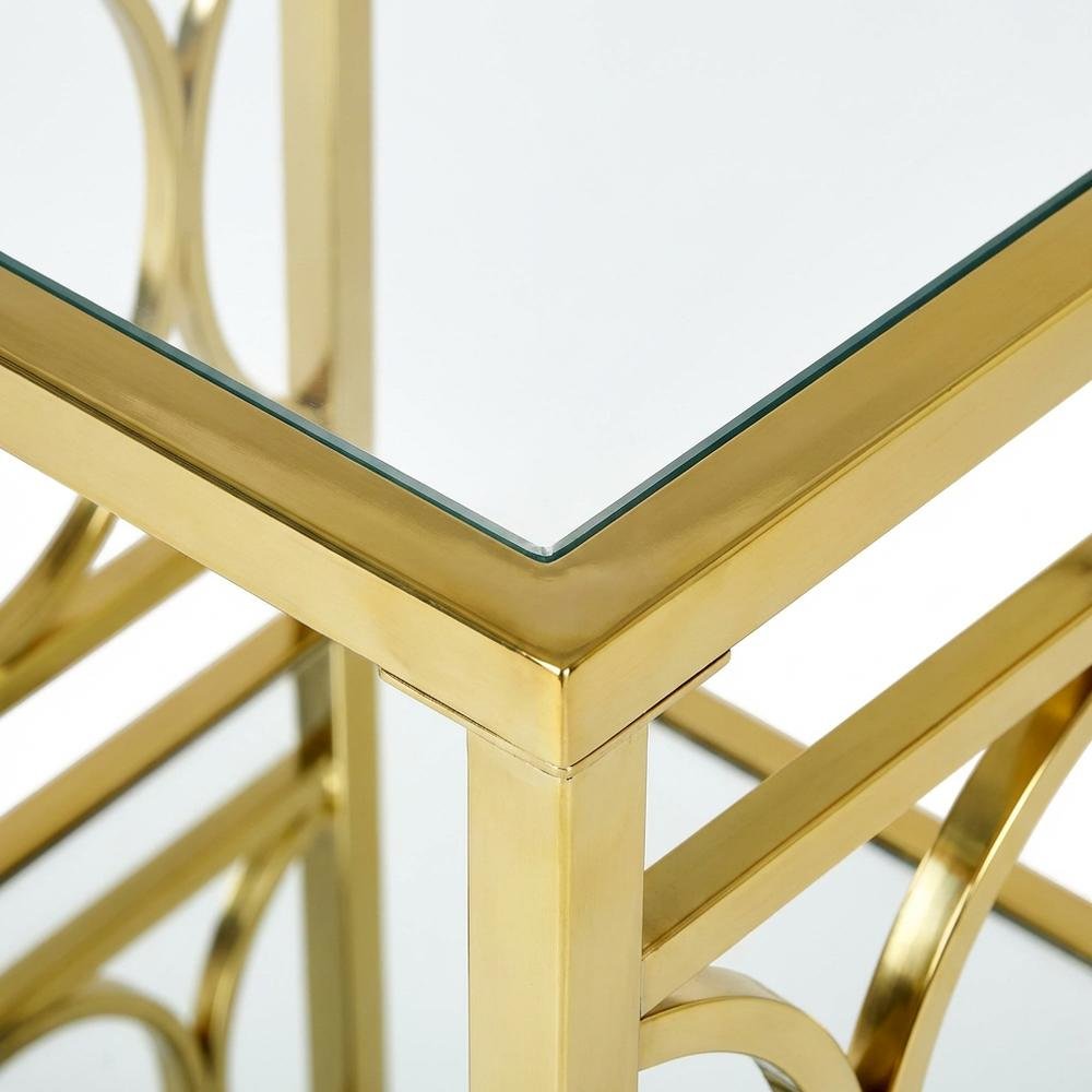 Gold Chrome Finish End Table with Modern Design and Durable Metal Frame