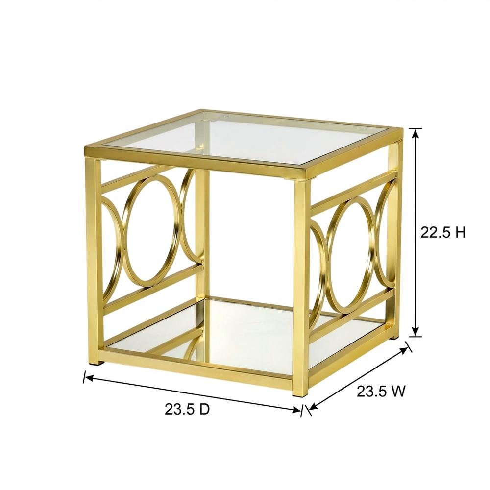 Gold Chrome Finish End Table with Modern Design and Durable Metal Frame