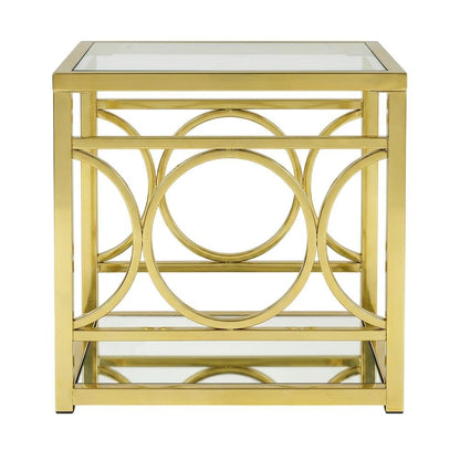 Gold Chrome Finish End Table with Modern Design and Durable Metal Frame
